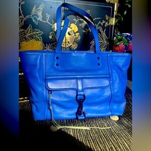 Rebecca Minkoff Blue Leather 'MAC' Large Multi-Purpose Tote bag w Pouch